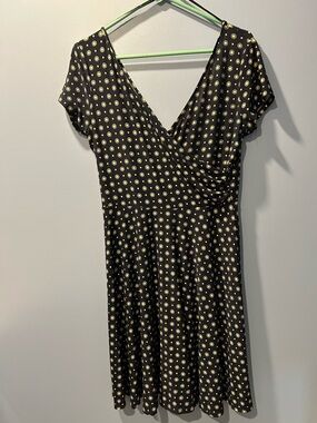 🚘KAILEIGH Navy Mini Dress with Gold Medallion Print